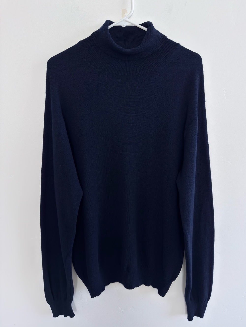 Lands’ End Men’s 100% 2-Ply Cashmere Turtleneck Sweater Navy Blue Size M Luxury